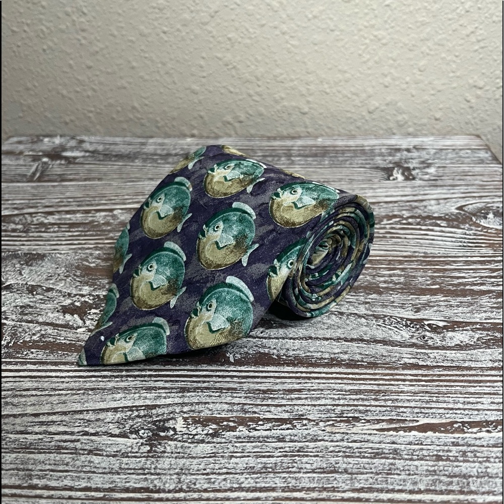 Ermenegildo Zegna Blue Green Novelty Silk Neck Tie